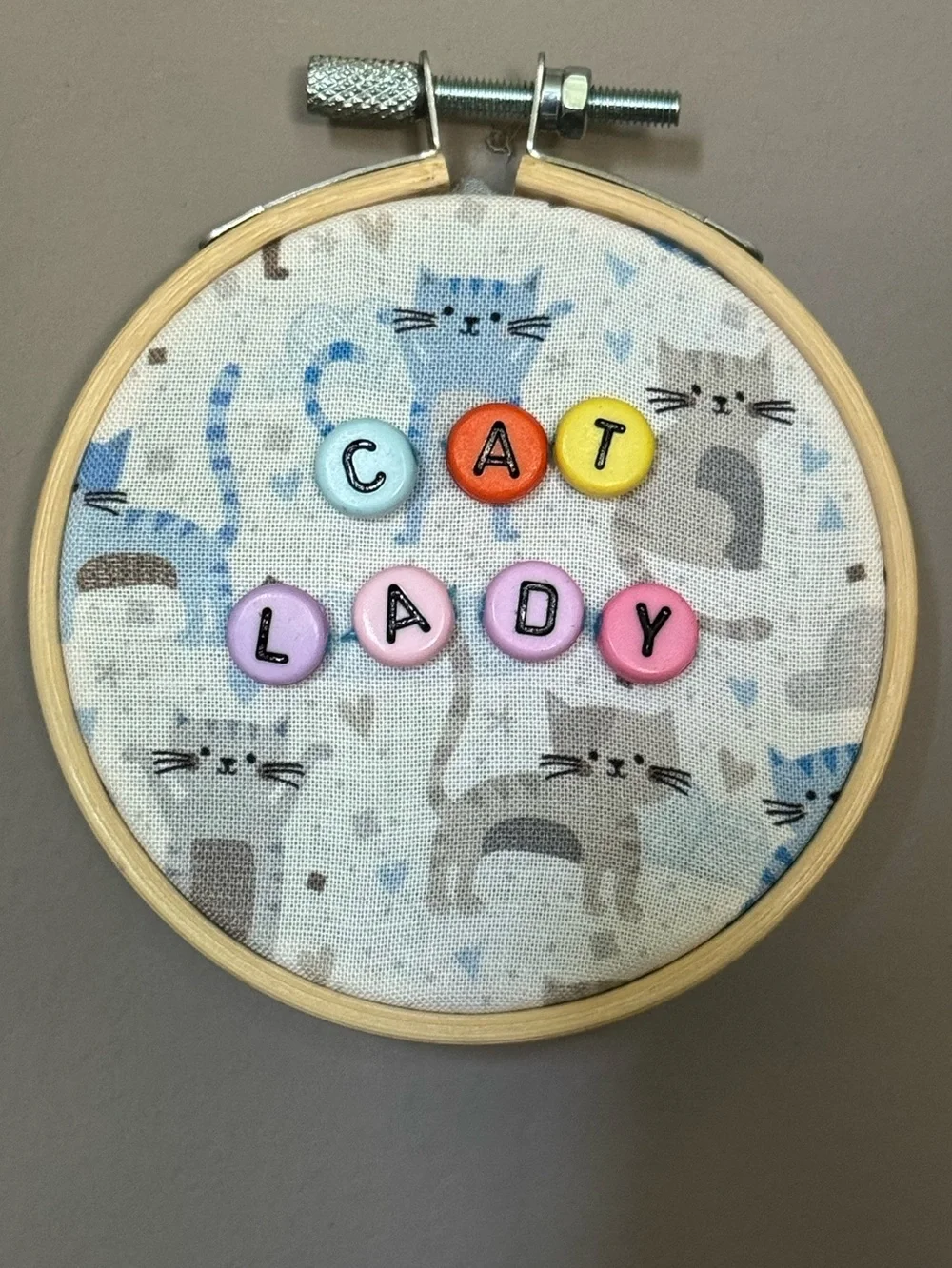 Cat Lady Embroidery Hoop Art - Pastel Multi Color